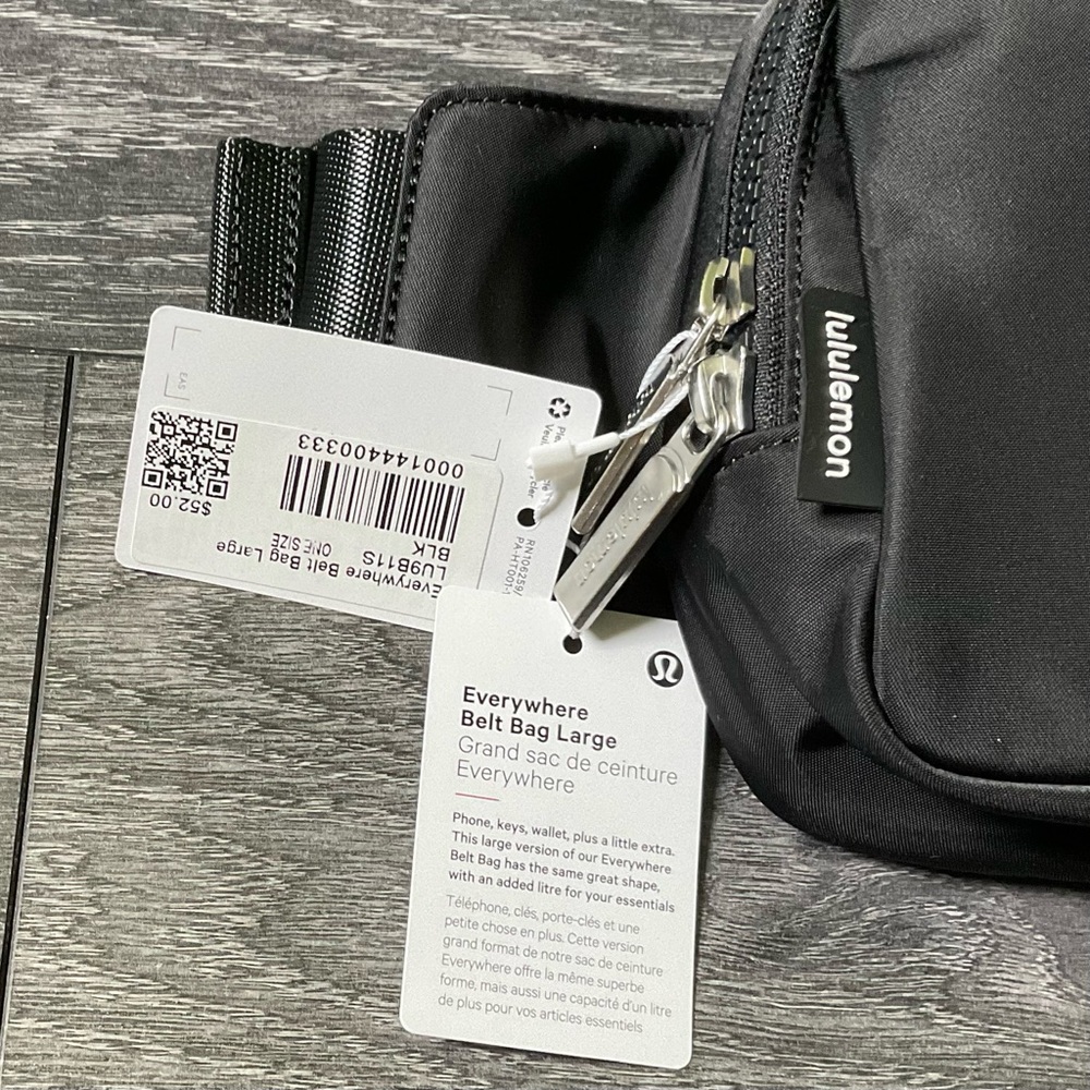 New Release Lululemon Large Everywhere Belt Bag Black EBB Fanny Pack NWT - Picture 12 of 12